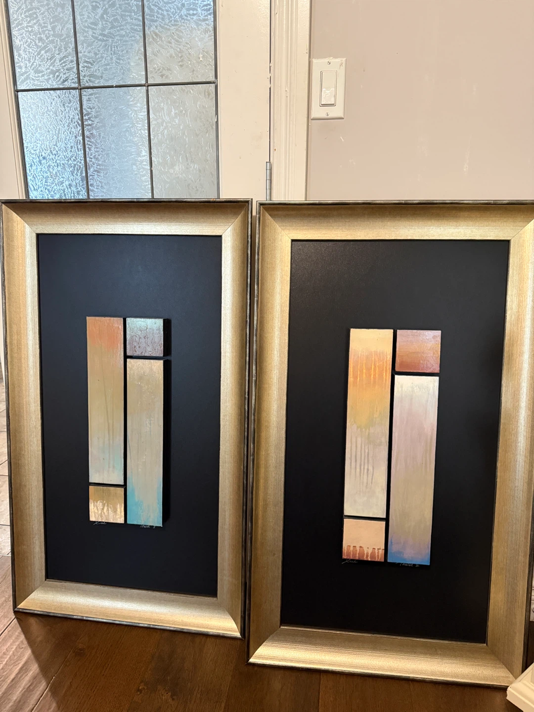 Set of 2 Framed Abstract Art Pieces