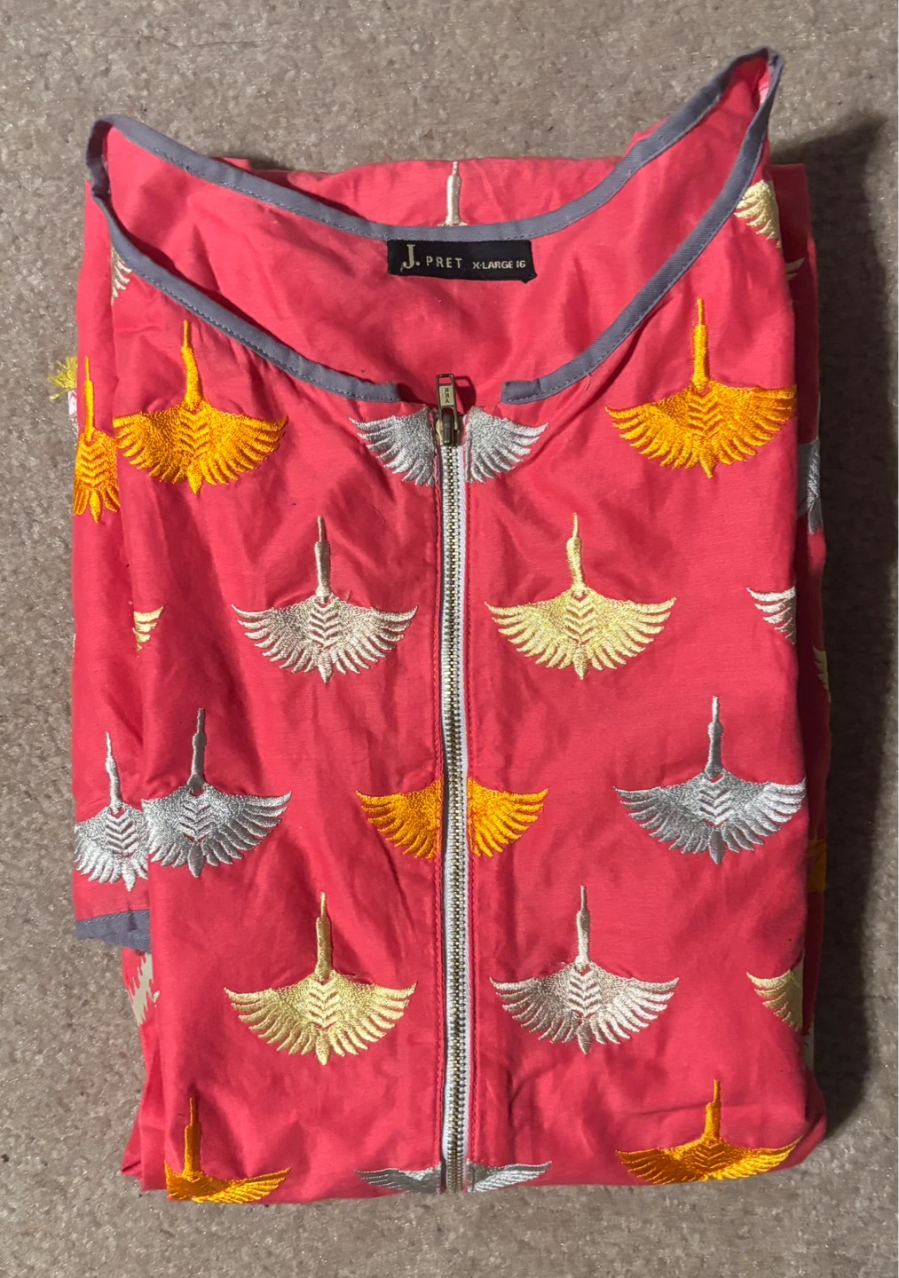 J. (J-Dot) Pret Pink Embroidered Tunic Top (size XL)