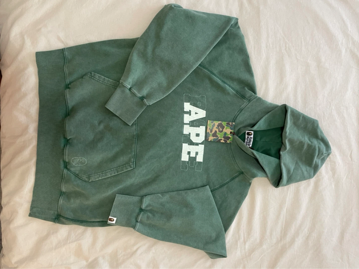 A Bathing Ape Washed Effect Relaxed Fit Pullover Hoodie - Size L