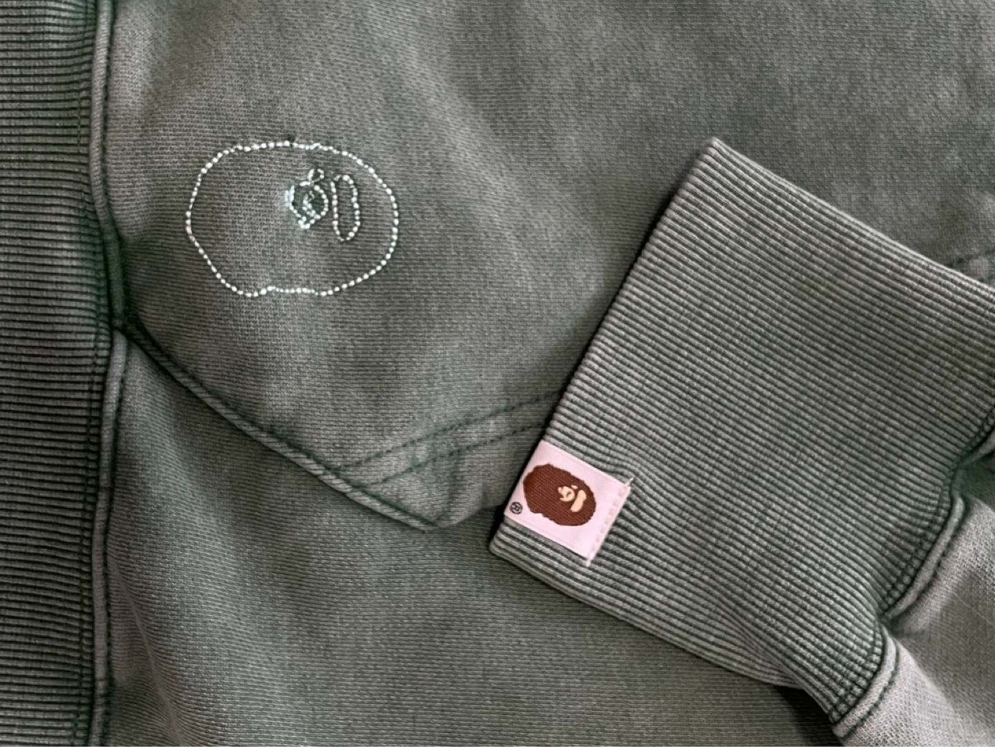 A Bathing Ape Washed Effect Relaxed Fit Pullover Hoodie - Size L - photo 3