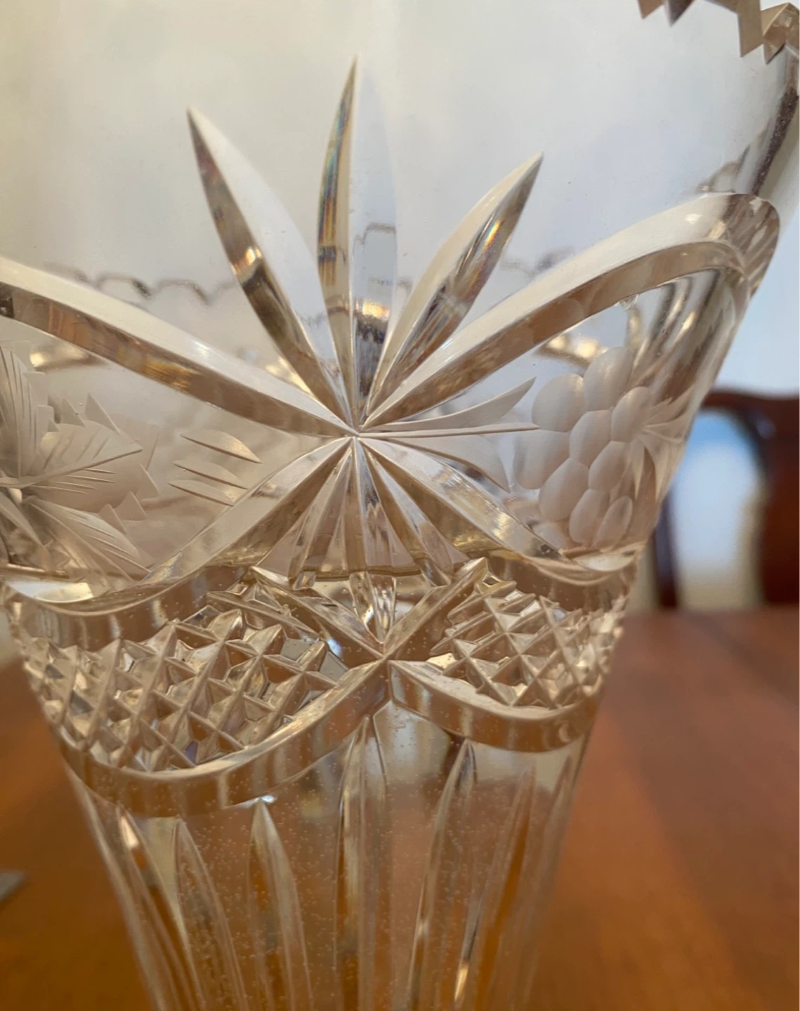 Vintage Etched Crystal Glass Vase - photo 4