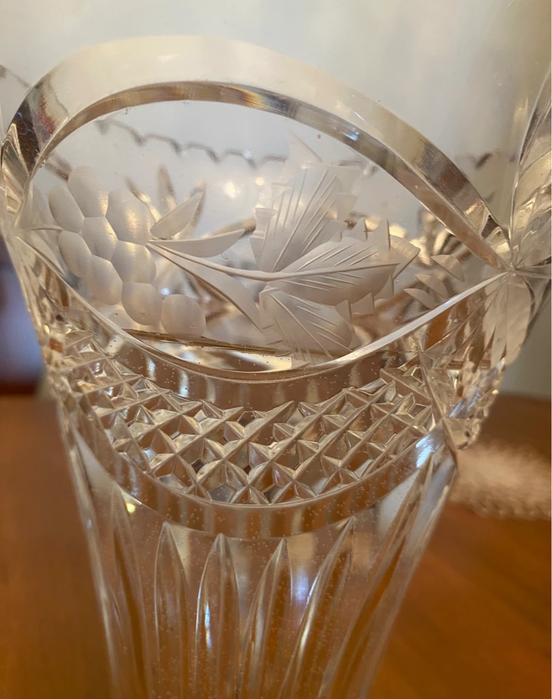 Vintage Etched Crystal Glass Vase - photo 3