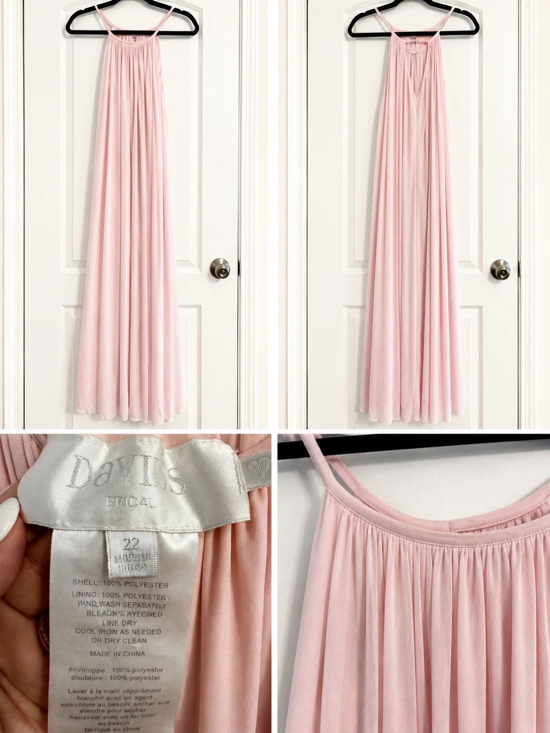 Davis Bridal Pink Chiffon Halter Maxi Dress - Sz. 22