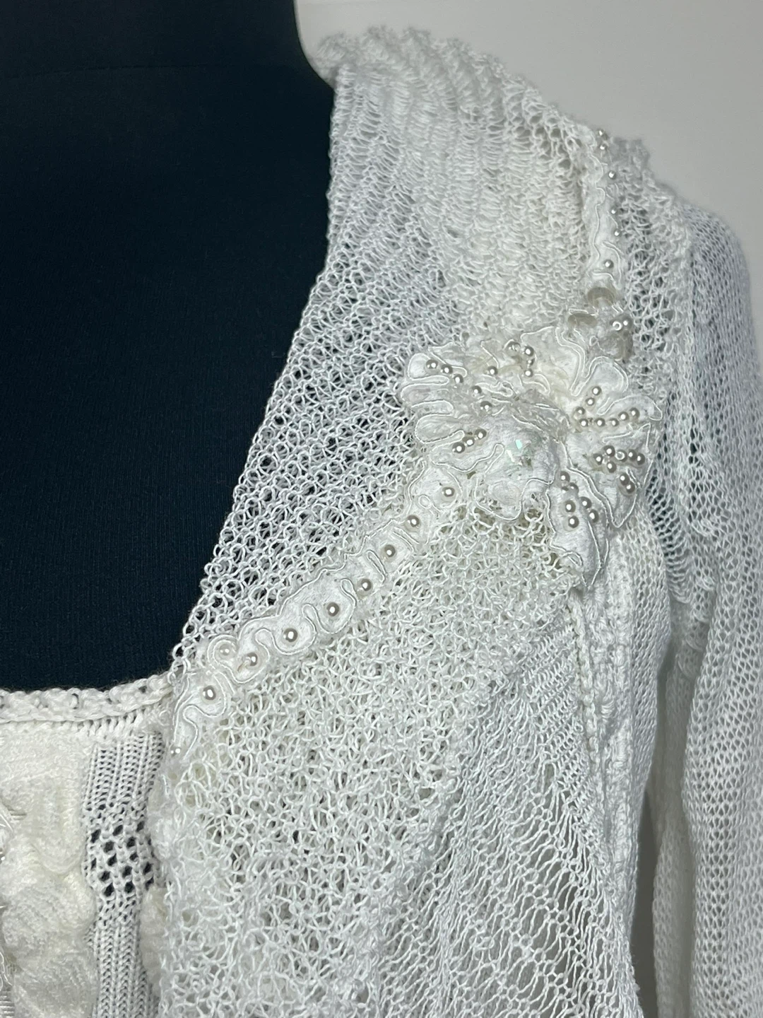 White Knit Dress with Cardigan - photo 3