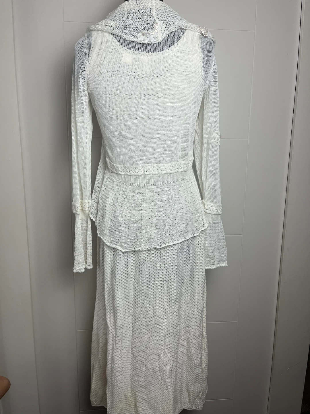 White Knit Dress with Cardigan - photo 5