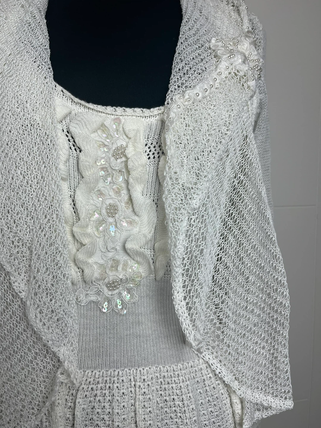 White Knit Dress with Cardigan - photo 2