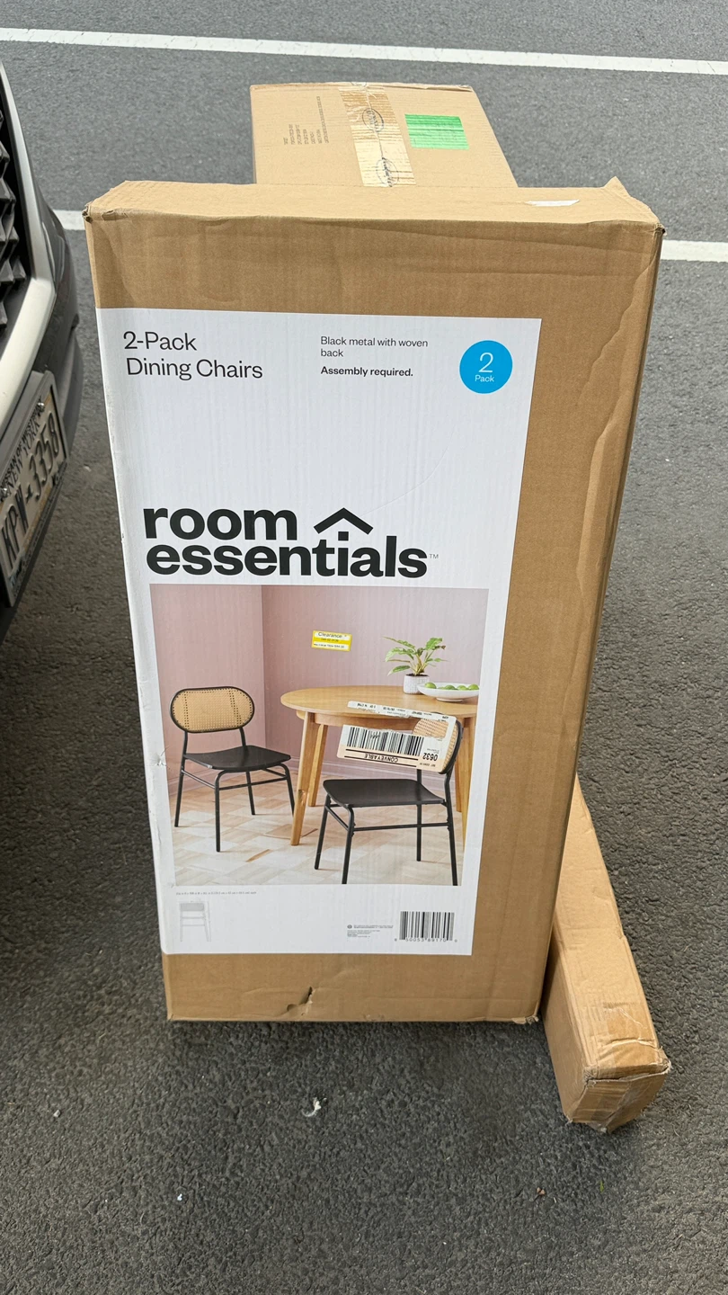Set of 2 Room Essentials Wicker Back Metal Dining Chairs - Black - photo 2