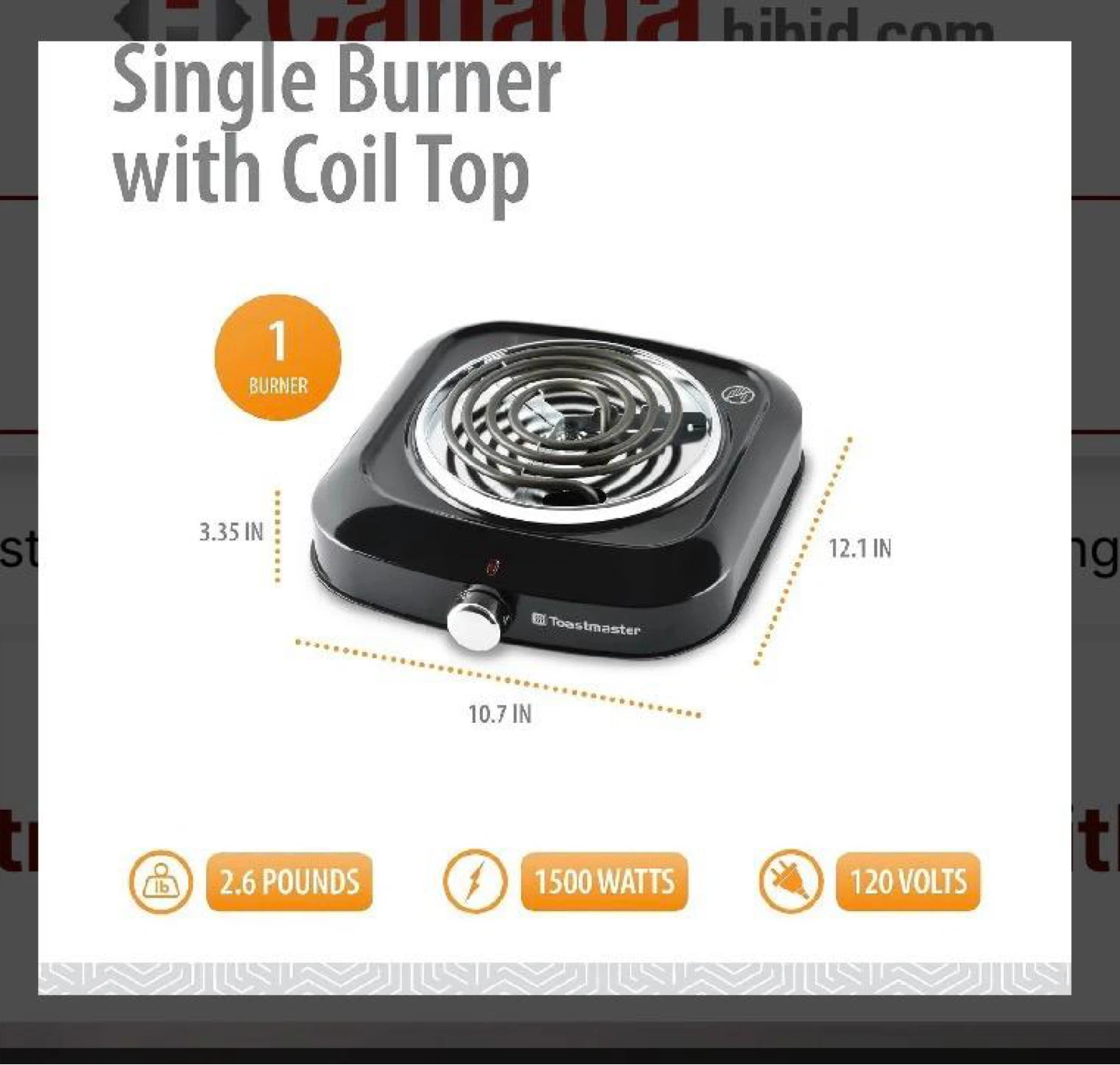 Toastmaster Single Burner Hot Plate - photo 2