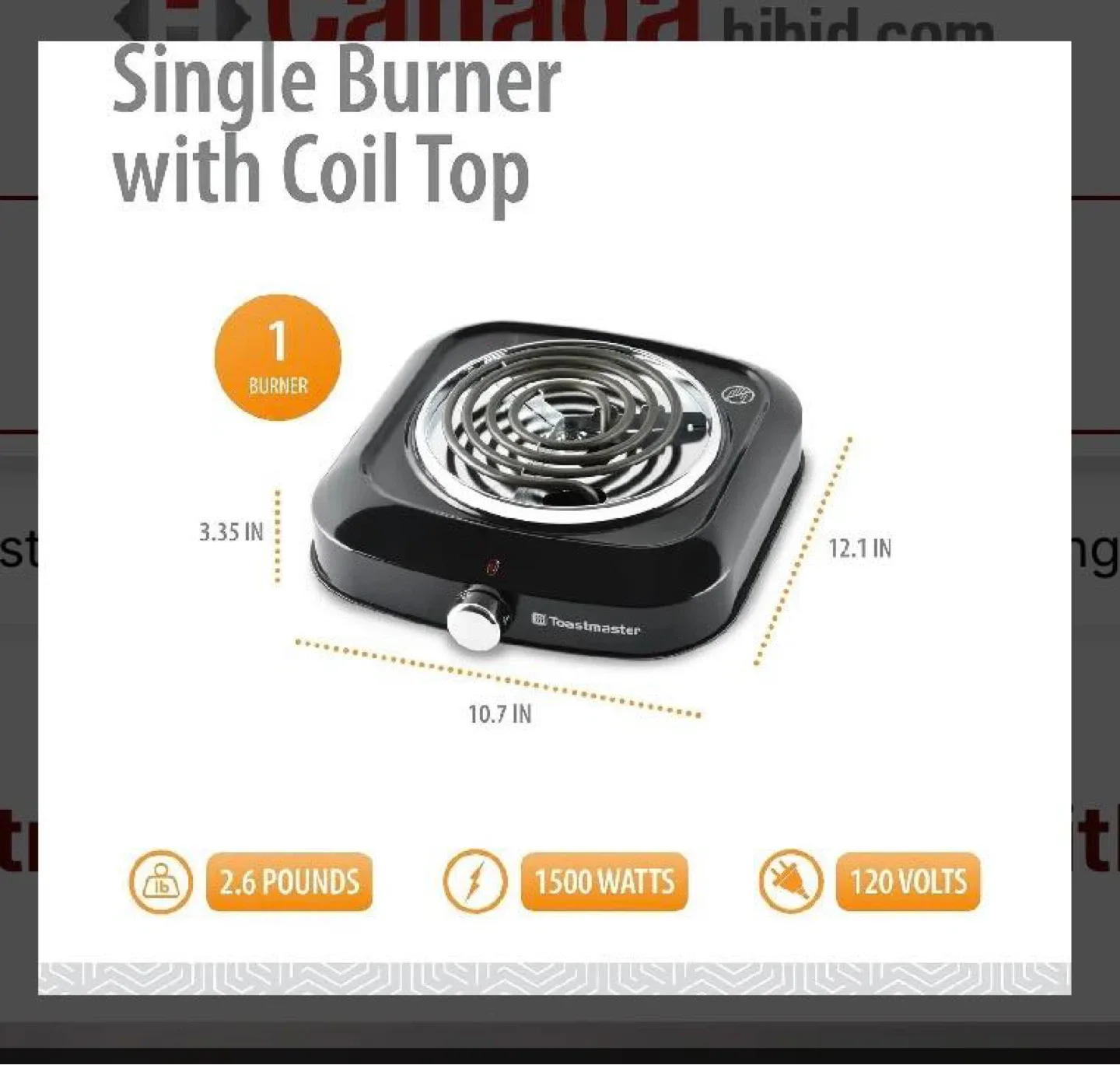 Toastmaster Single Burner Hot Plate - photo 2