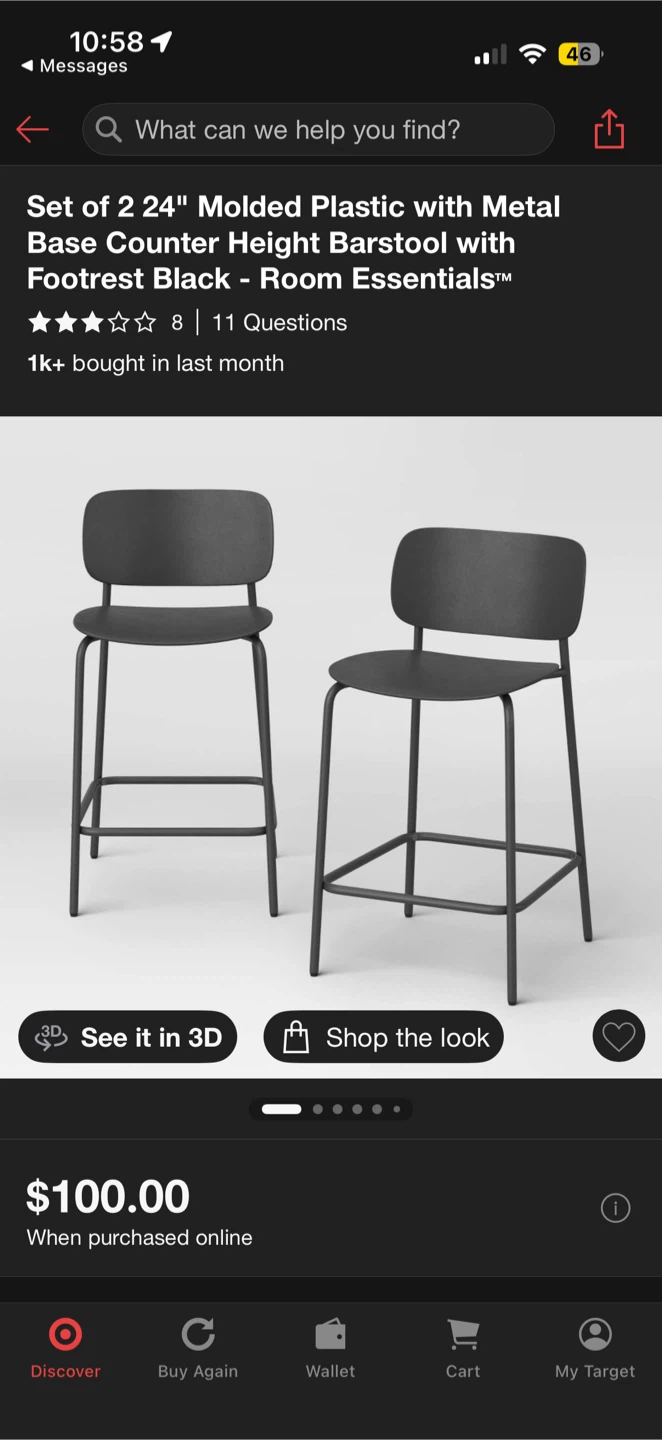 Set of 2 Counter Height Barstools