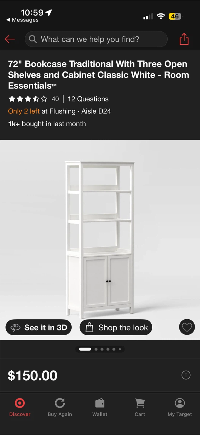 Room Essentials Bookcase with Cabinet - White