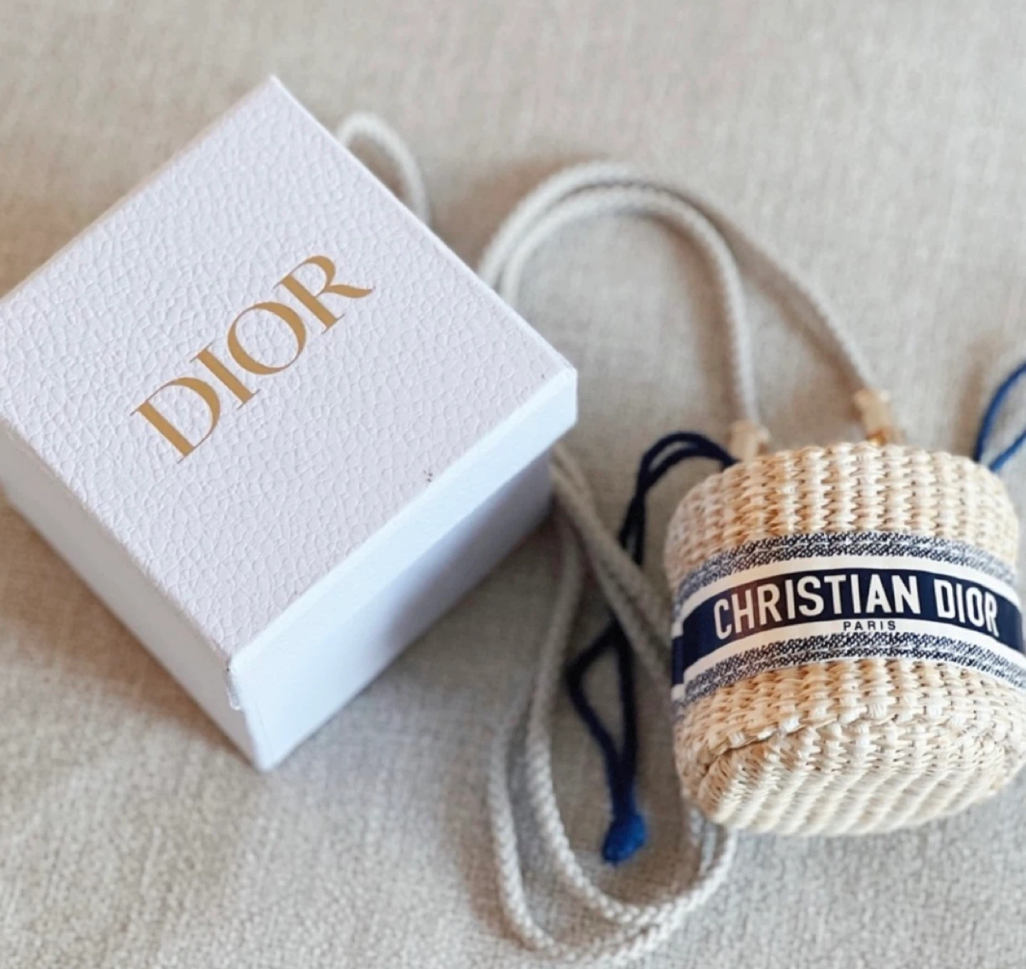 Christian Dior Cosmetic Straw Bucket Bag