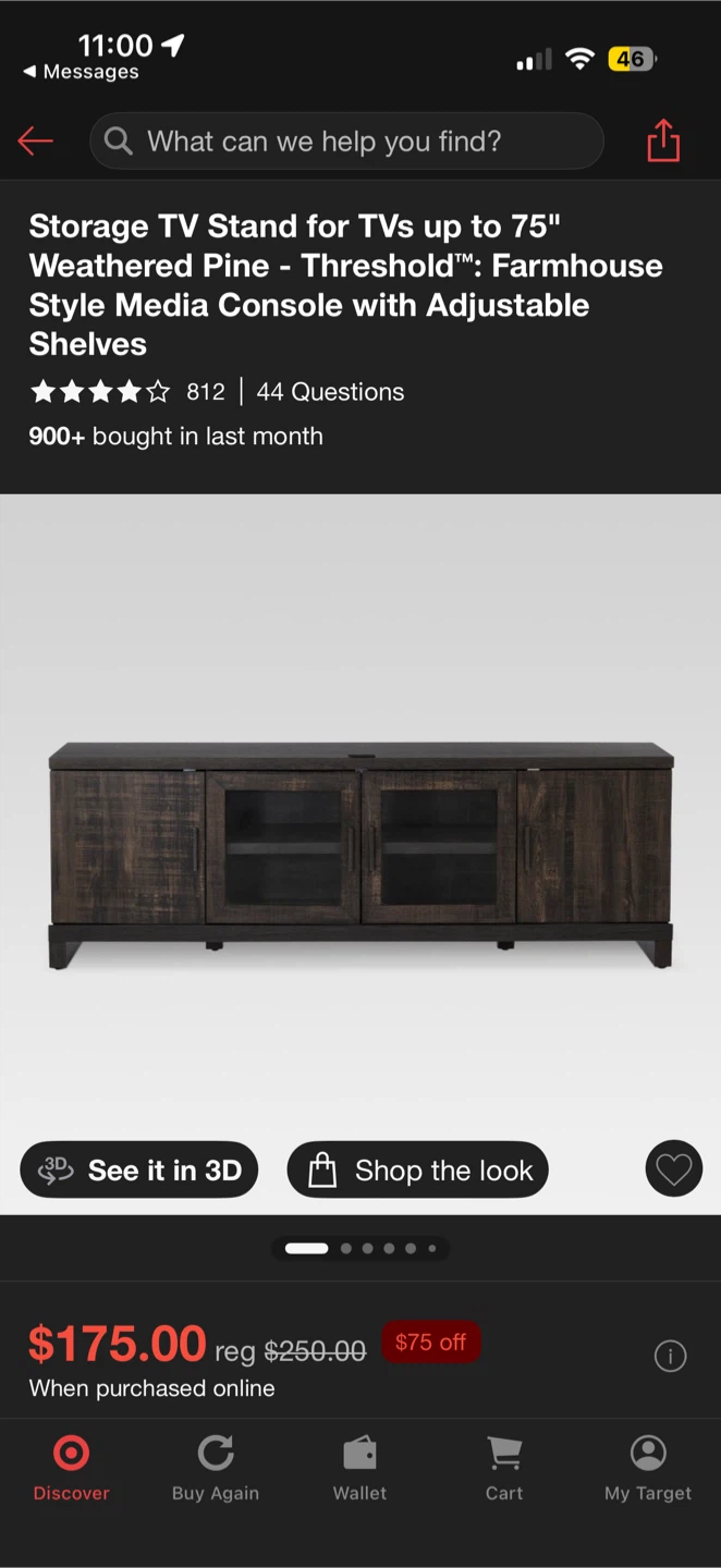 Threshold Media Console Weathered Pine