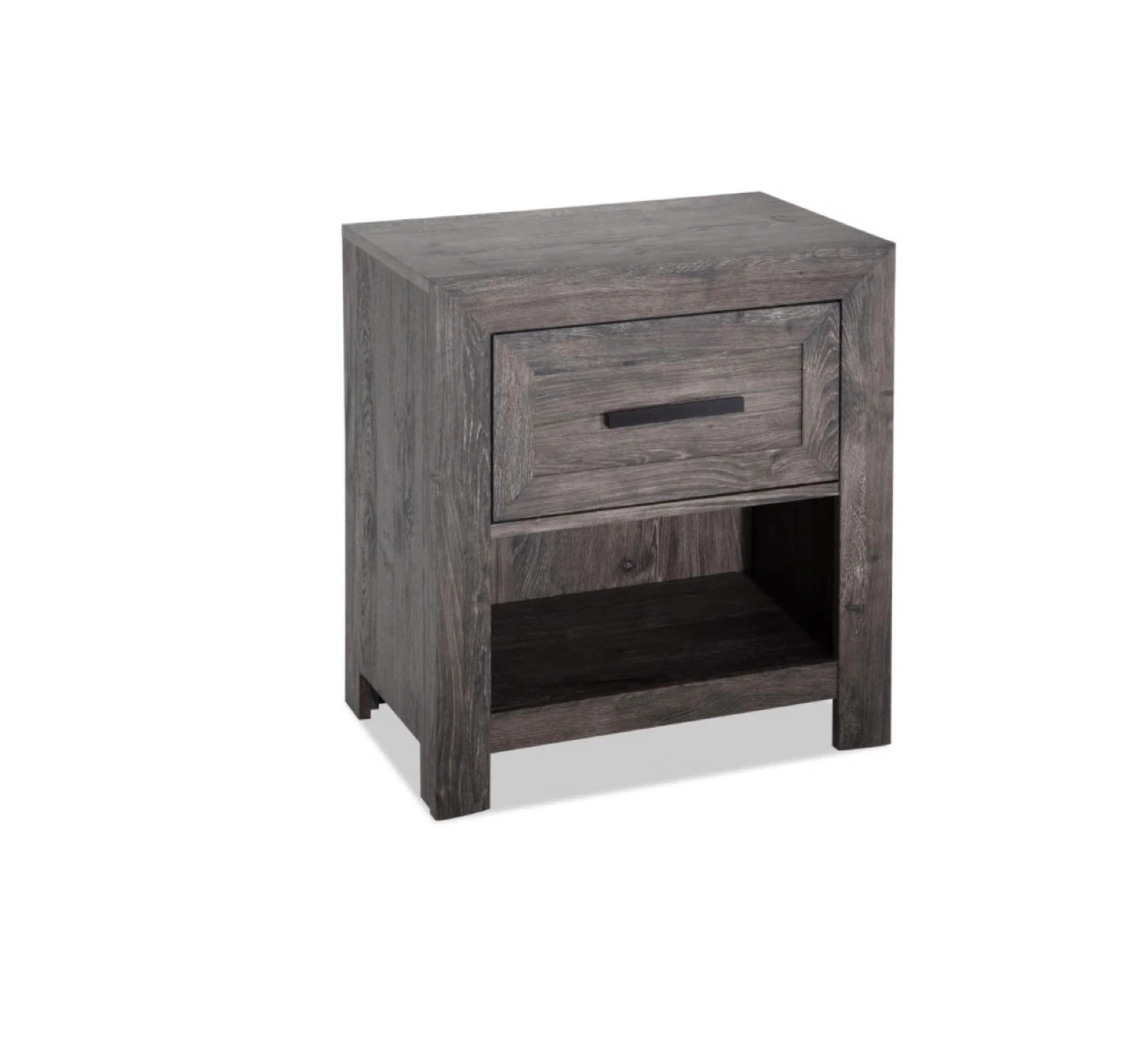 Gray Wood Nightstand with Drawer