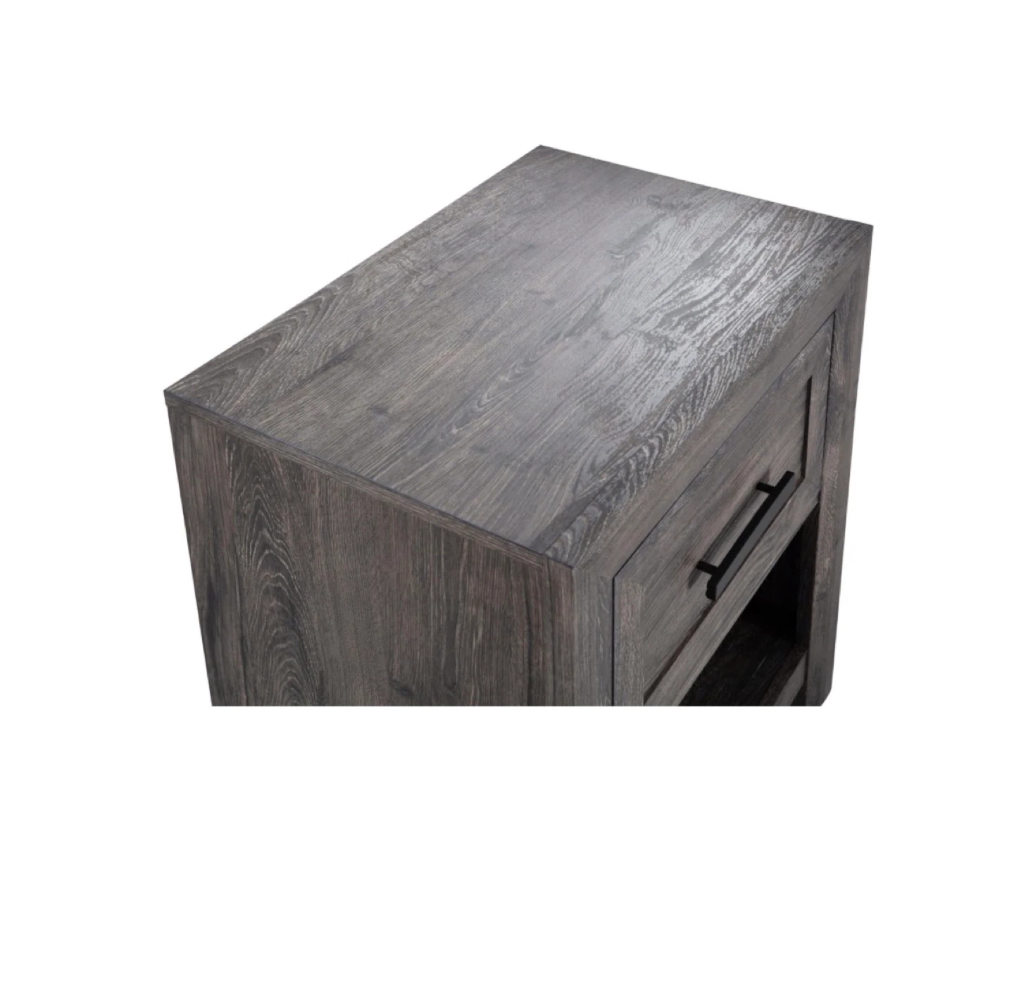 Gray Wood Nightstand with Drawer - photo 2