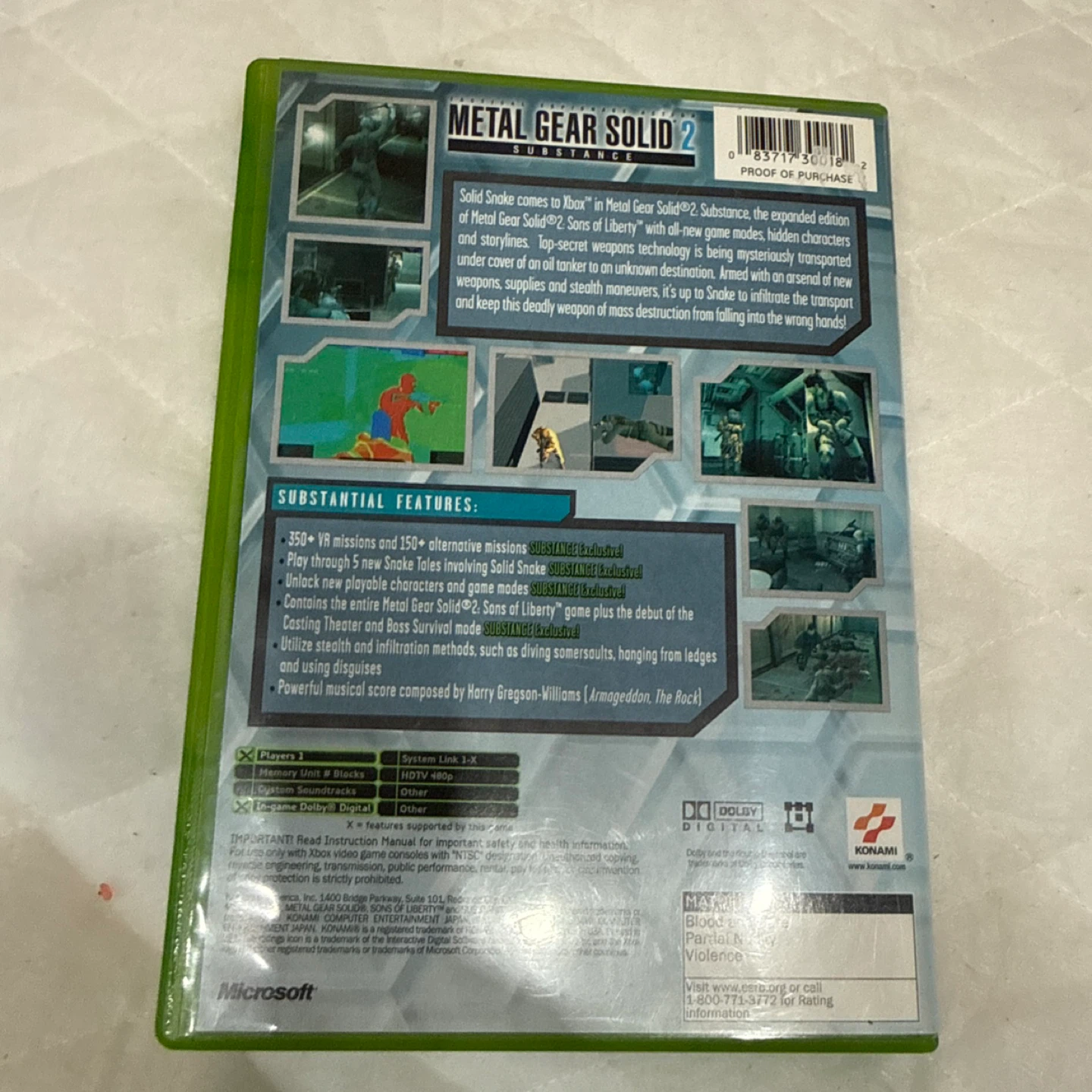 Metal Gear Solid 2: Substance Xbox Game - photo 3