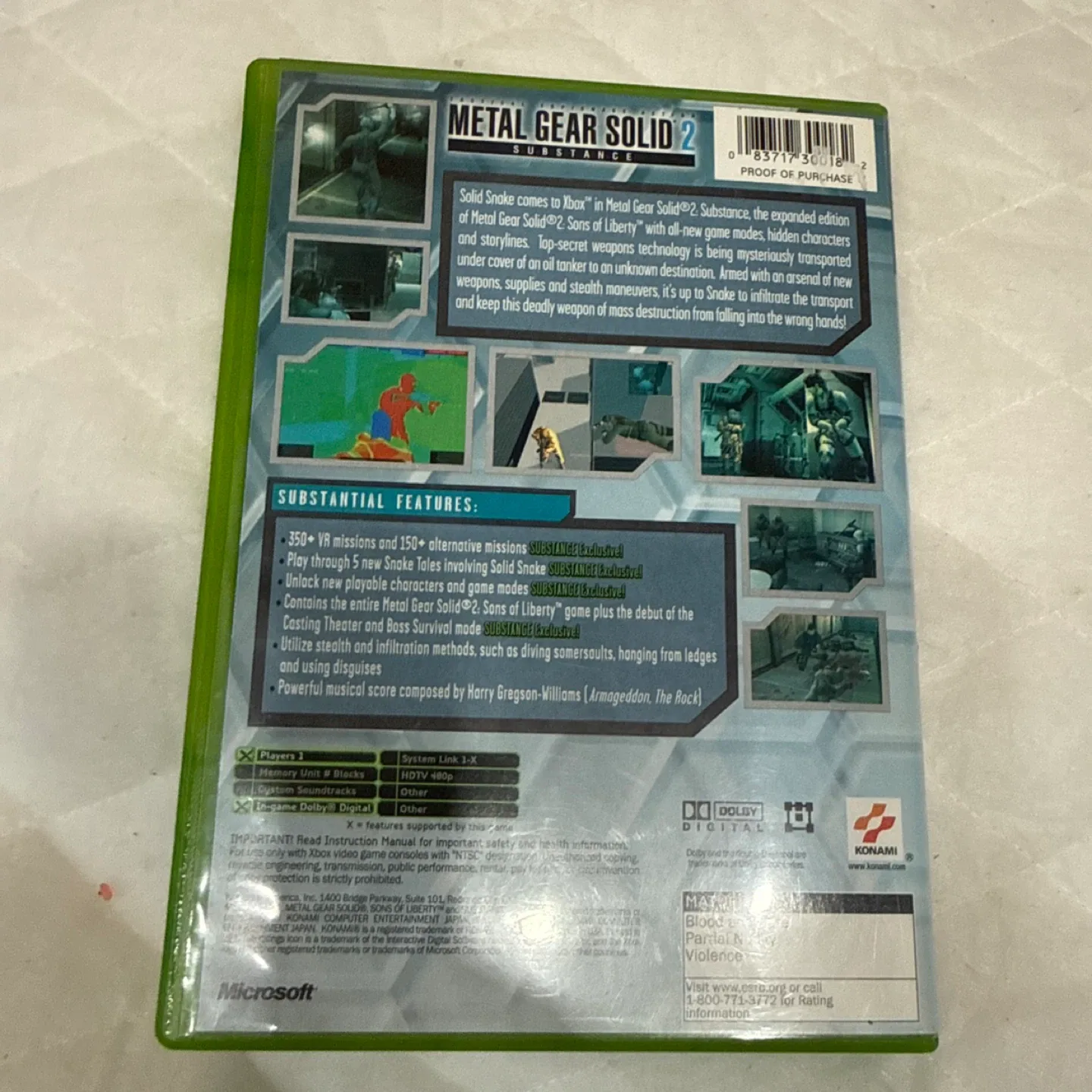 Metal Gear Solid 2: Substance Xbox Game - photo 3