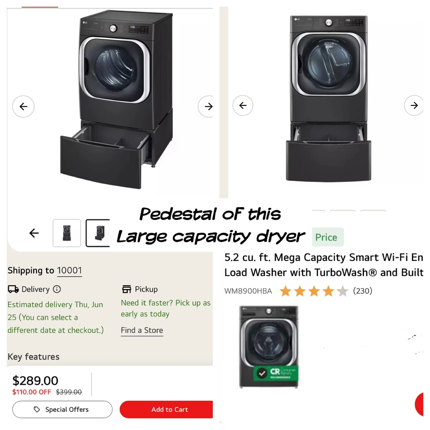 LG Laundry Pedestal - Black Steel - photo 2