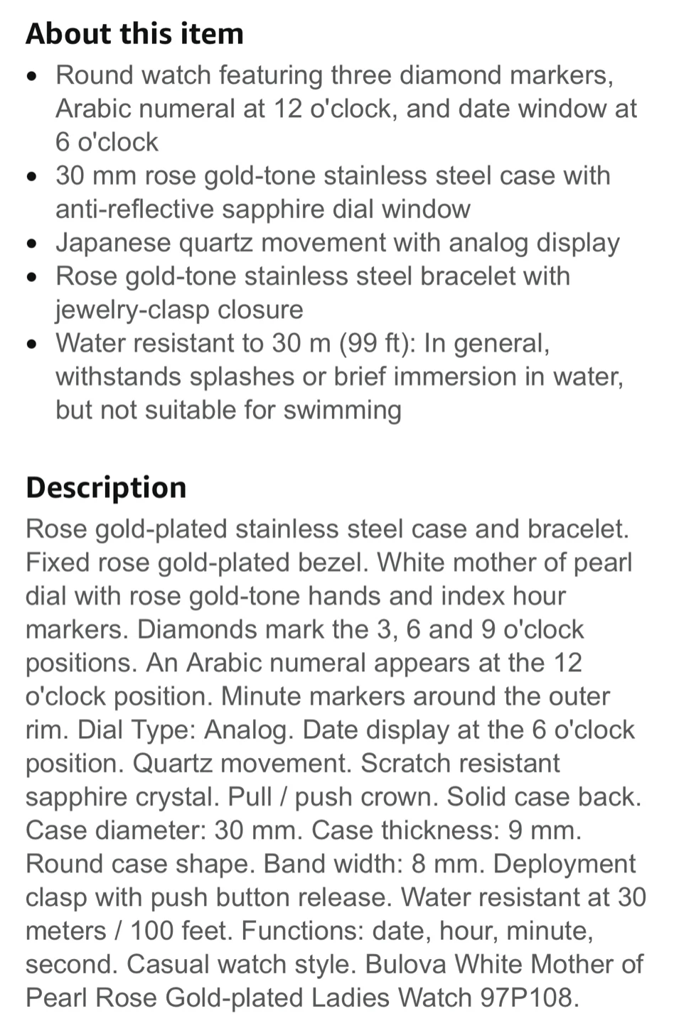 ROSE GOLD TONE DIAMOND FACE WOMEN'S WATCH SAPPHIRE CRYSTAL - photo 2
