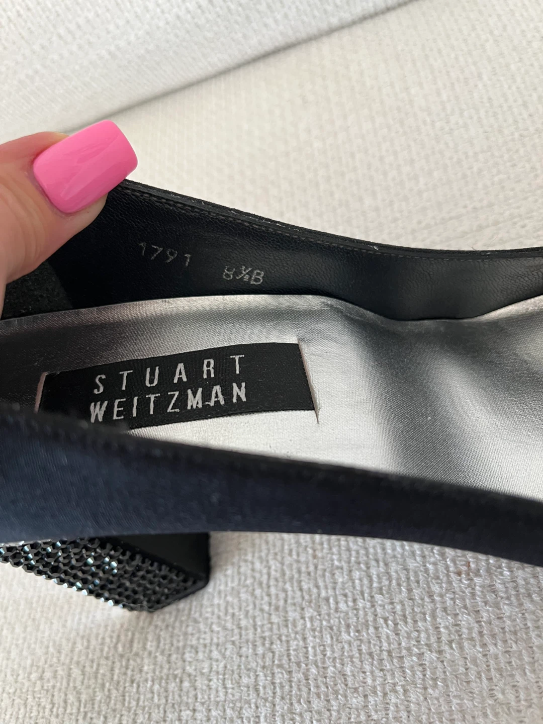 Stuart Weitzman Black Embellished Heels Size 8.5 - photo 3