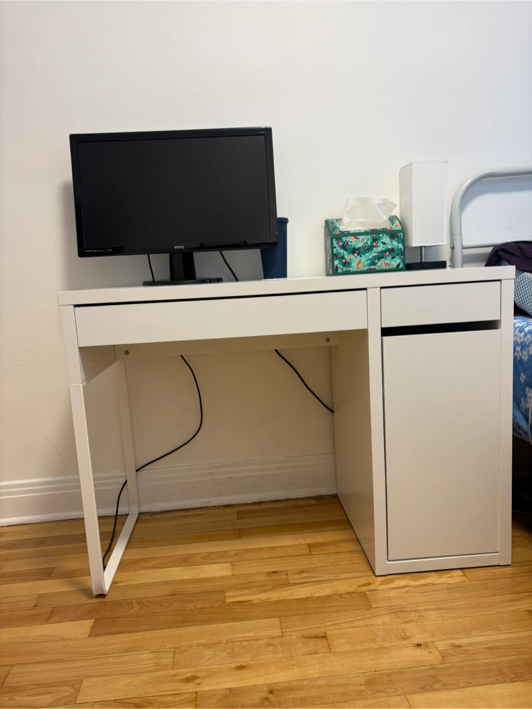 White IKEA Desk with Drawer and Cabinet - photo 2