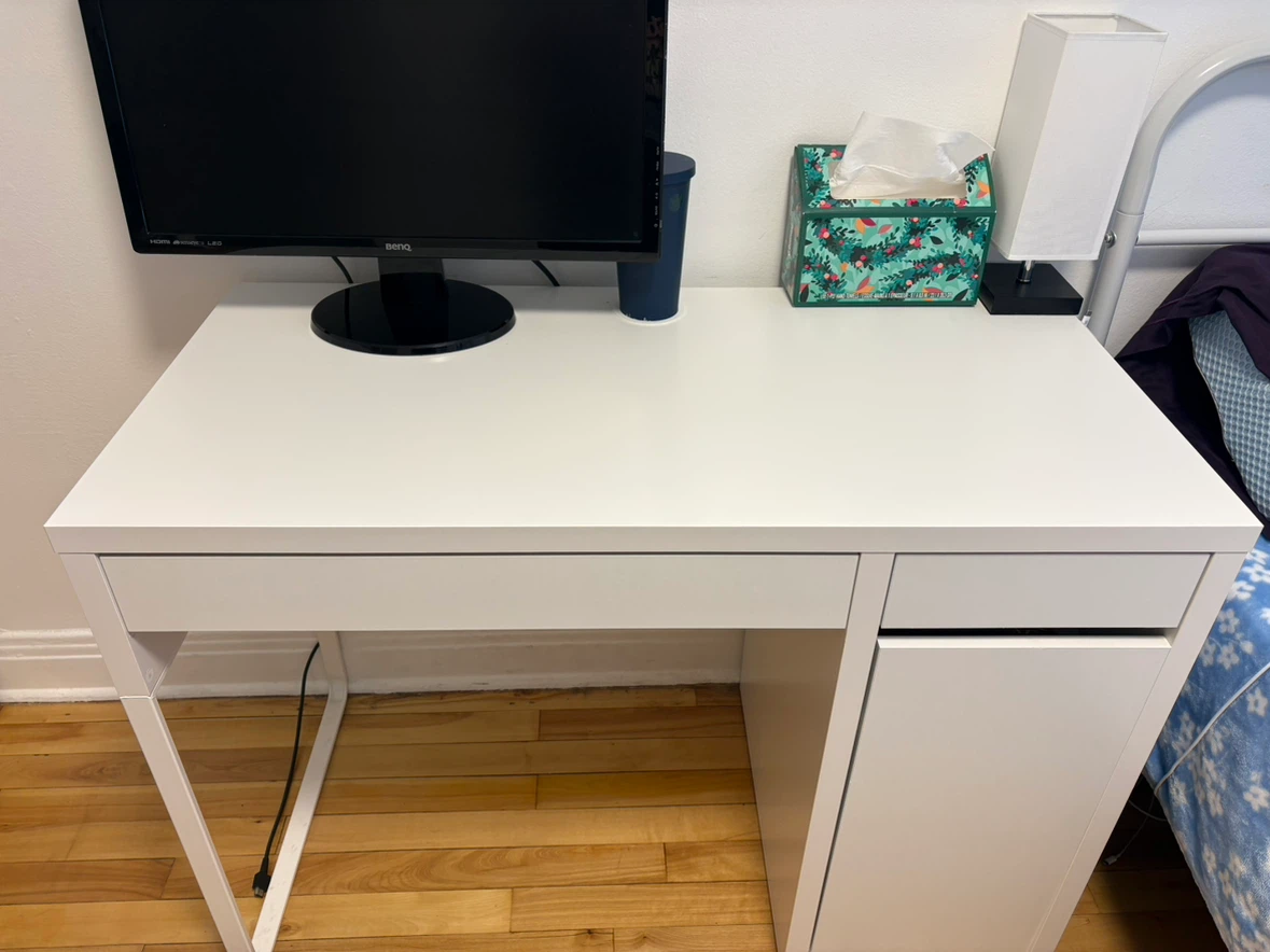White IKEA Desk with Drawer and Cabinet - photo 3