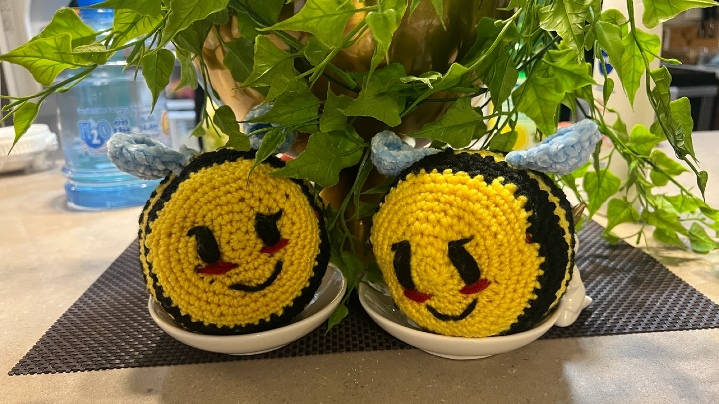 2 Handmade Crochet Bumble Bee Decorations - photo 2