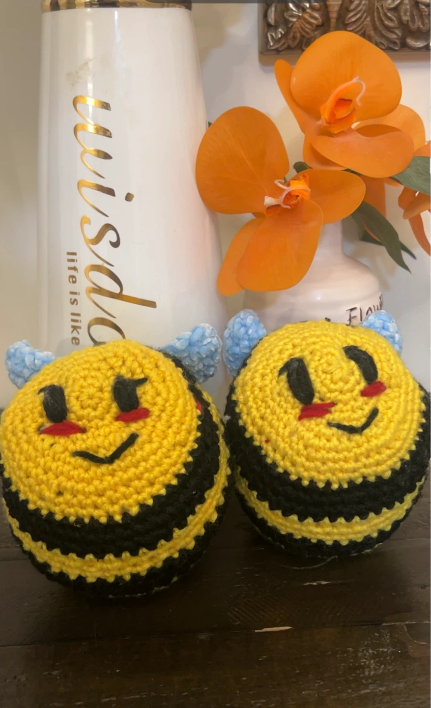 2 Handmade Crochet Bumble Bee Decorations - photo 3