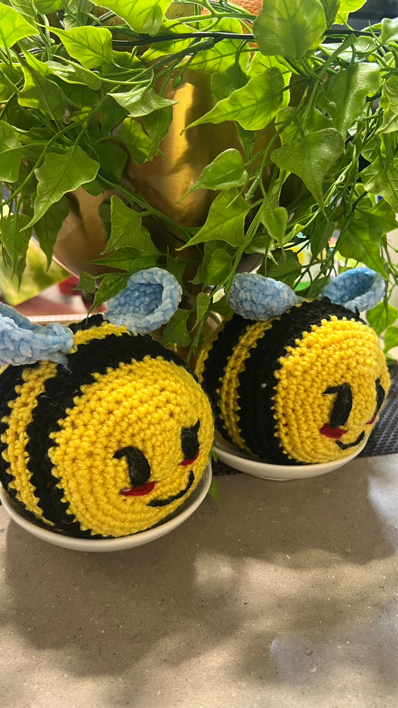 2 Handmade Crochet Bumble Bee Decorations