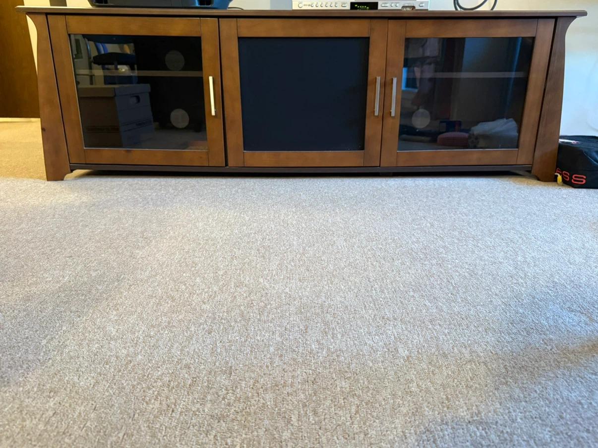 Wooden Media Console with Glass Doors