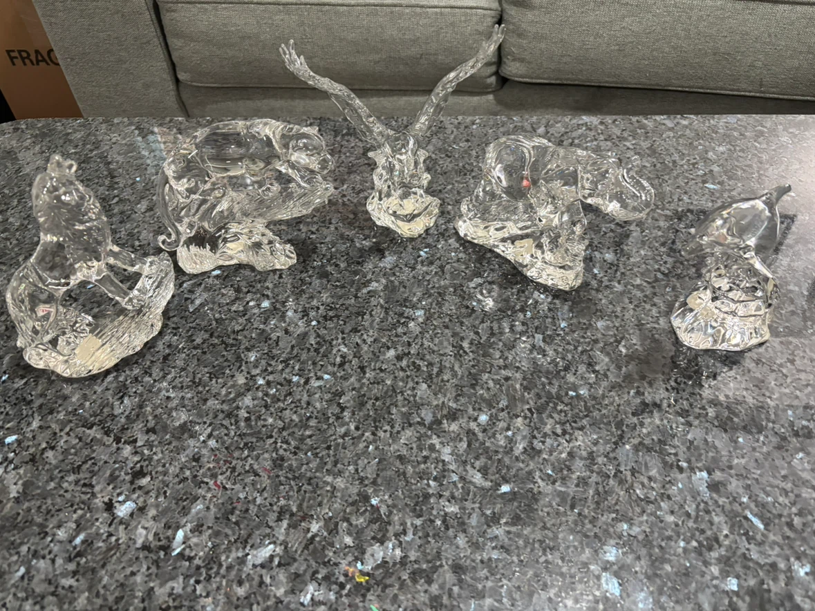 Set of 5 clear glass animal figurines - photo 2