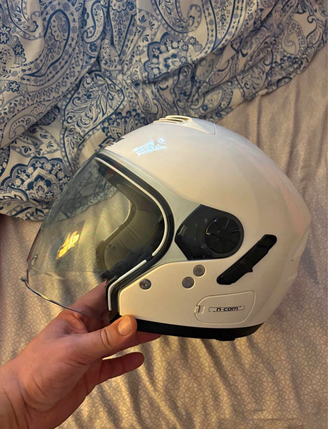 ⚽️White Motorcycle Helmet with N-Com System