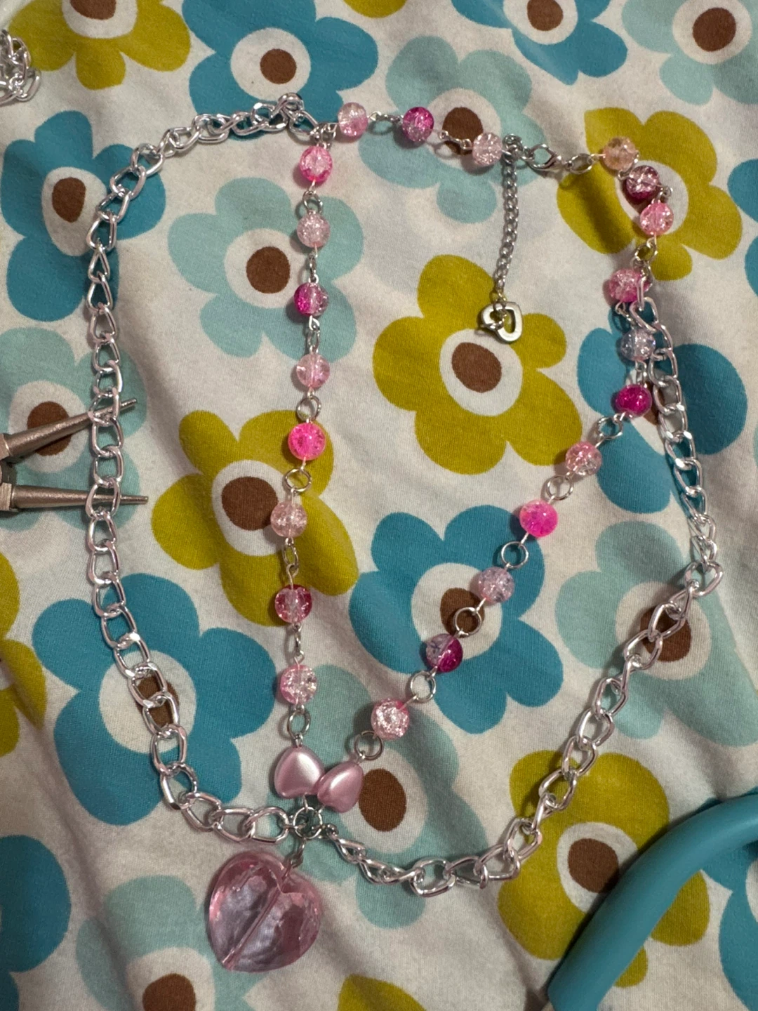 Beaded Heart Charm Necklace - photo 2
