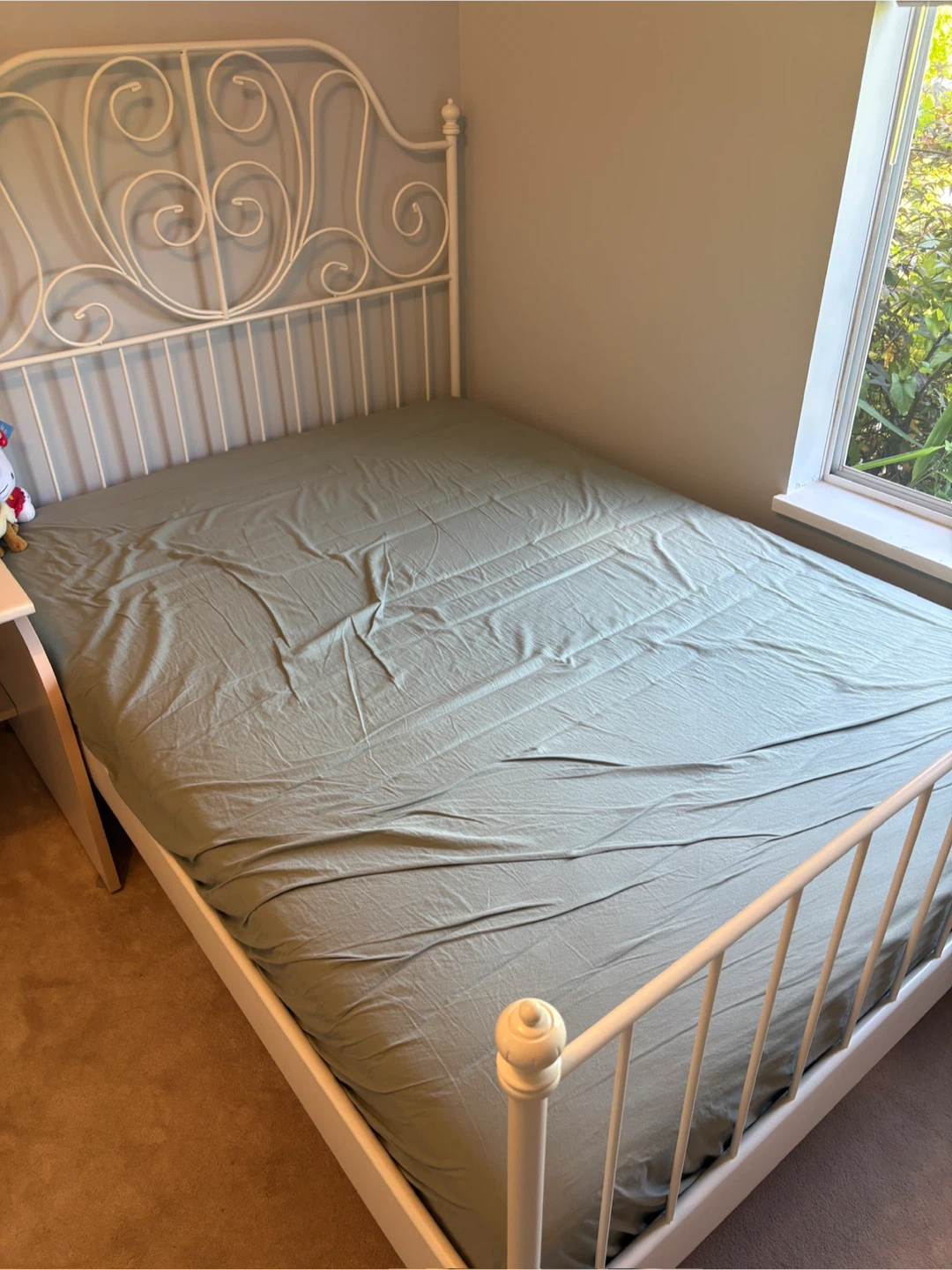 White Metal Bed Frame and mattress