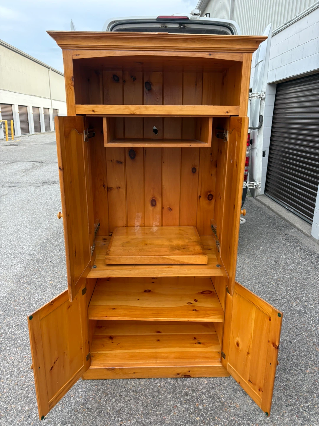 Free delivery used Wooden Armoire/Cabinet with Shelves