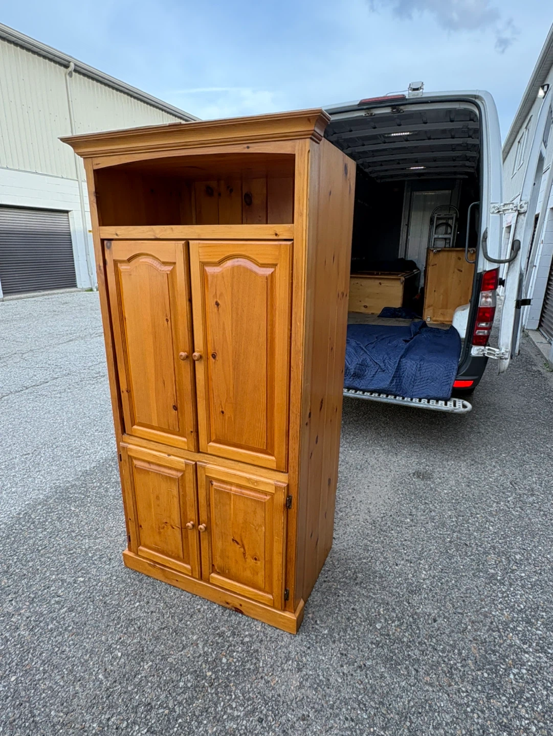 Free delivery used Wooden Armoire/Cabinet with Shelves - photo 2
