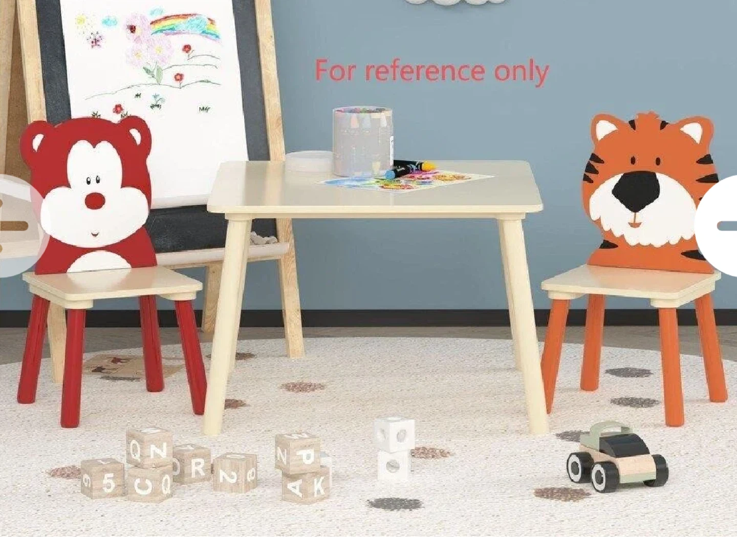 Wood Kids Table with 2 Chairs Set