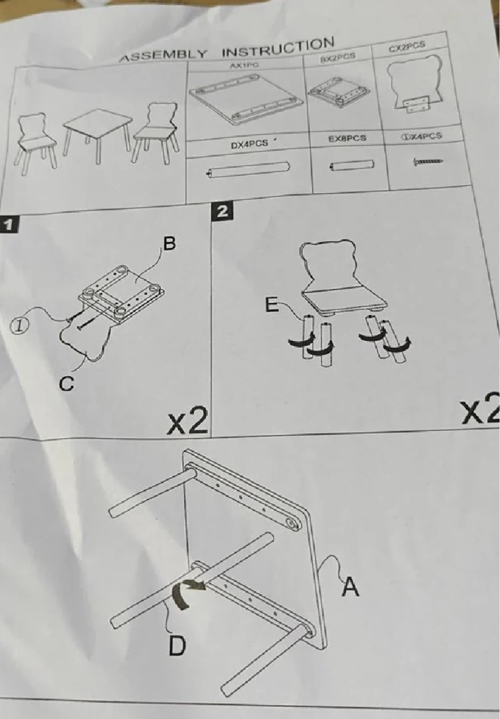 Wood Kids Table with 2 Chairs Set - photo 3