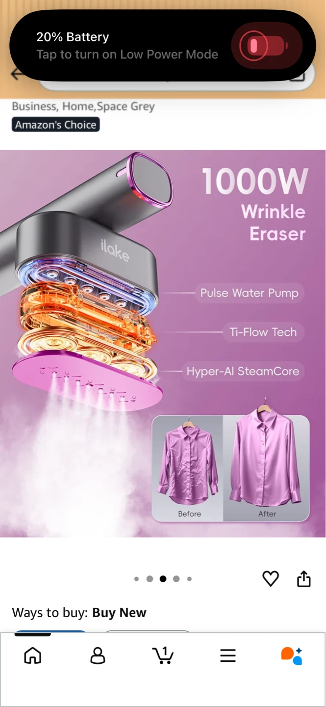 ilake 1000W Wrinkle Eraser Travel Handheld Steamer