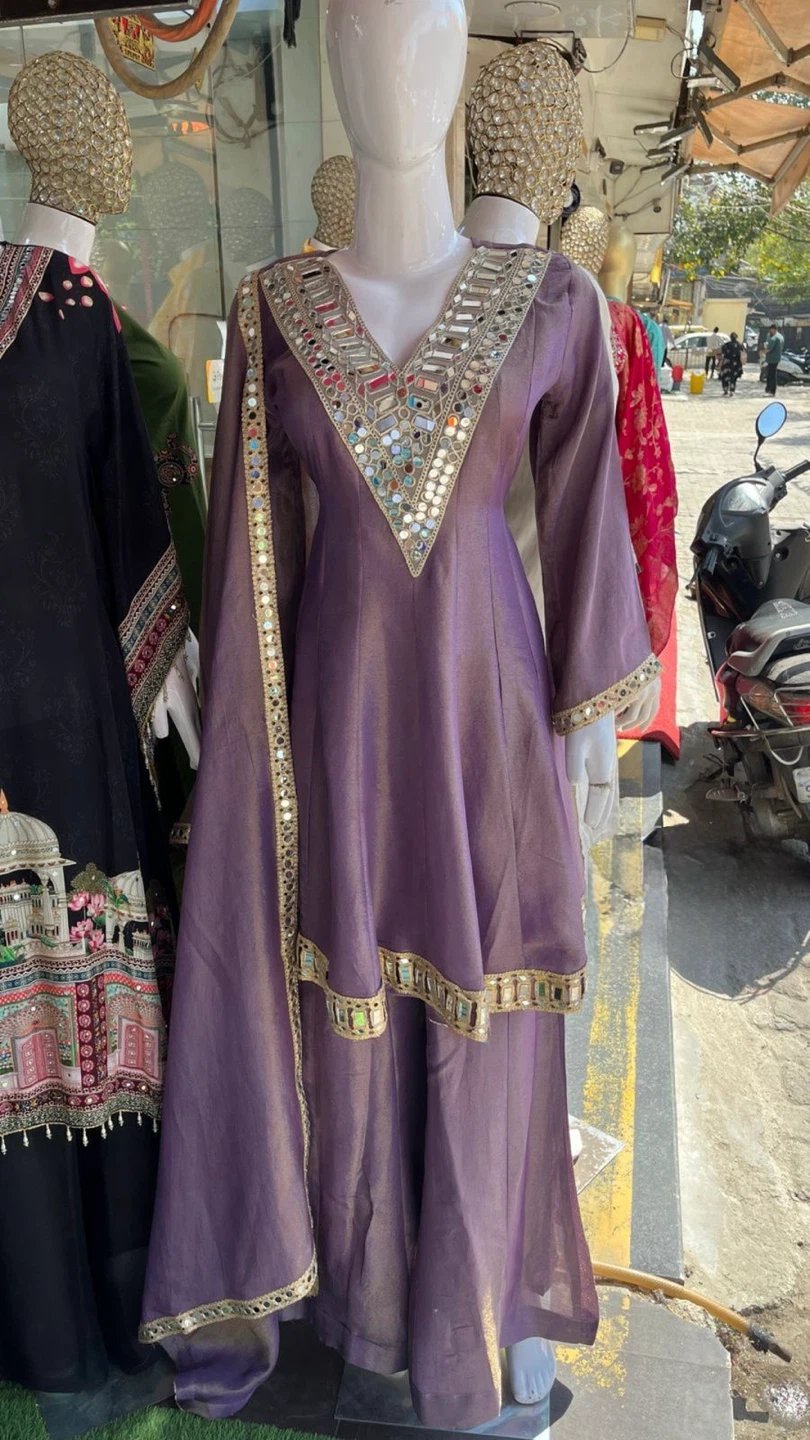⚽️Purple Mirror Work Kurti with Pants - photo 2