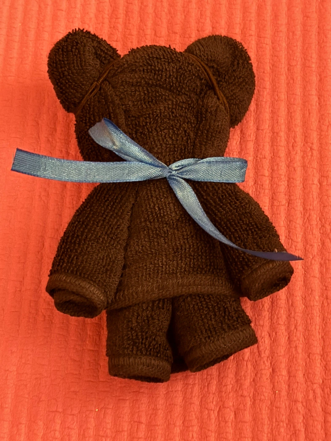 NEW⚽️Towel Teddy Bear with Blue Ribbon