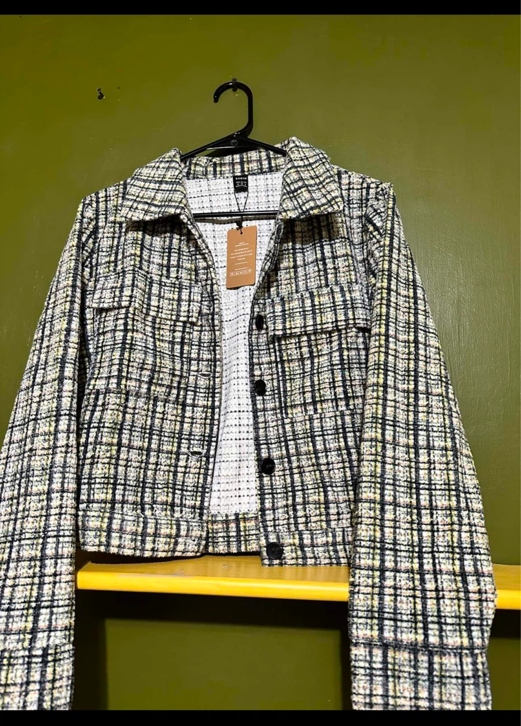 SHEIN Plaid Cropped Jacket⚽️