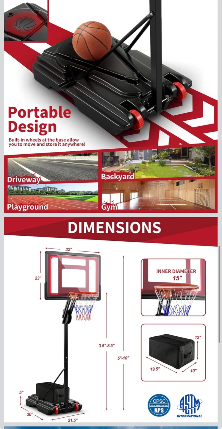 Giantex Portable Basketball Hoop - 3.5 FT to 8.5 FT - photo 5