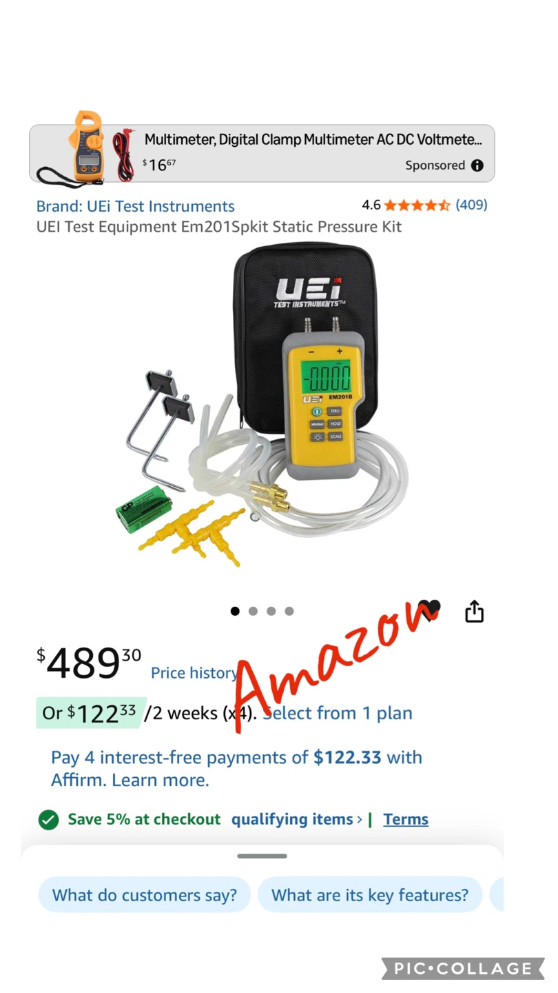 UEi Test Instruments EM201SPKIT Static Pressure Kit - photo 4