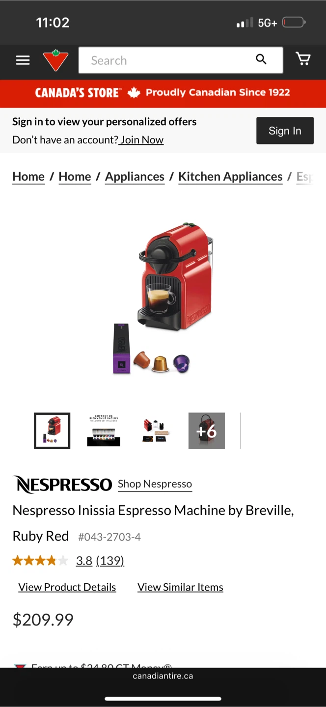 Nespresso Inissia Espresso Machine by Breville - Red - photo 4