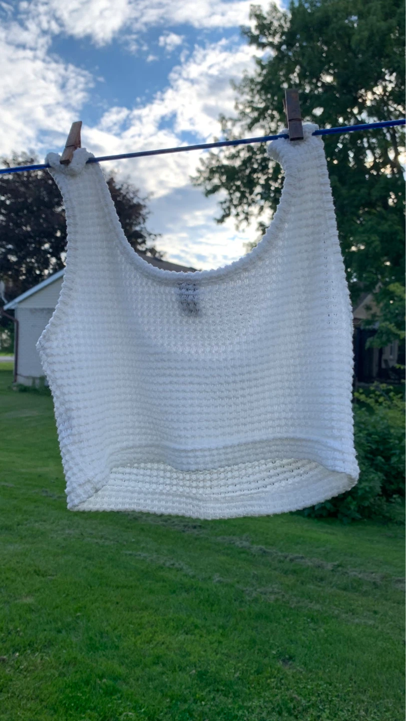 White Waffle Knit Crop Top - Size XS ⚽️ - photo 2
