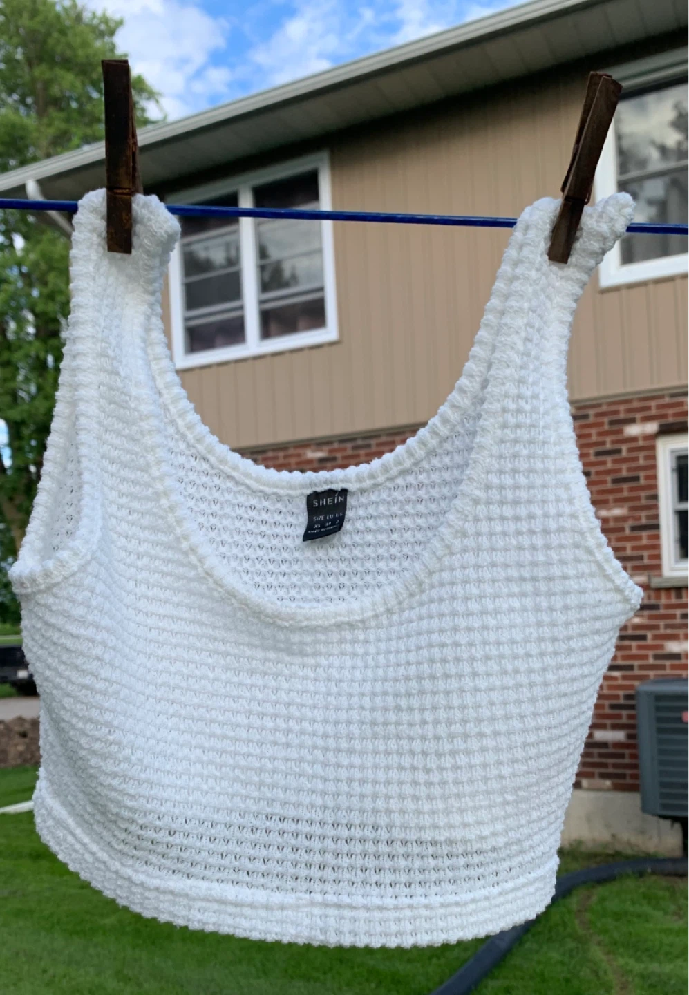 White Waffle Knit Crop Top - Size XS ⚽️