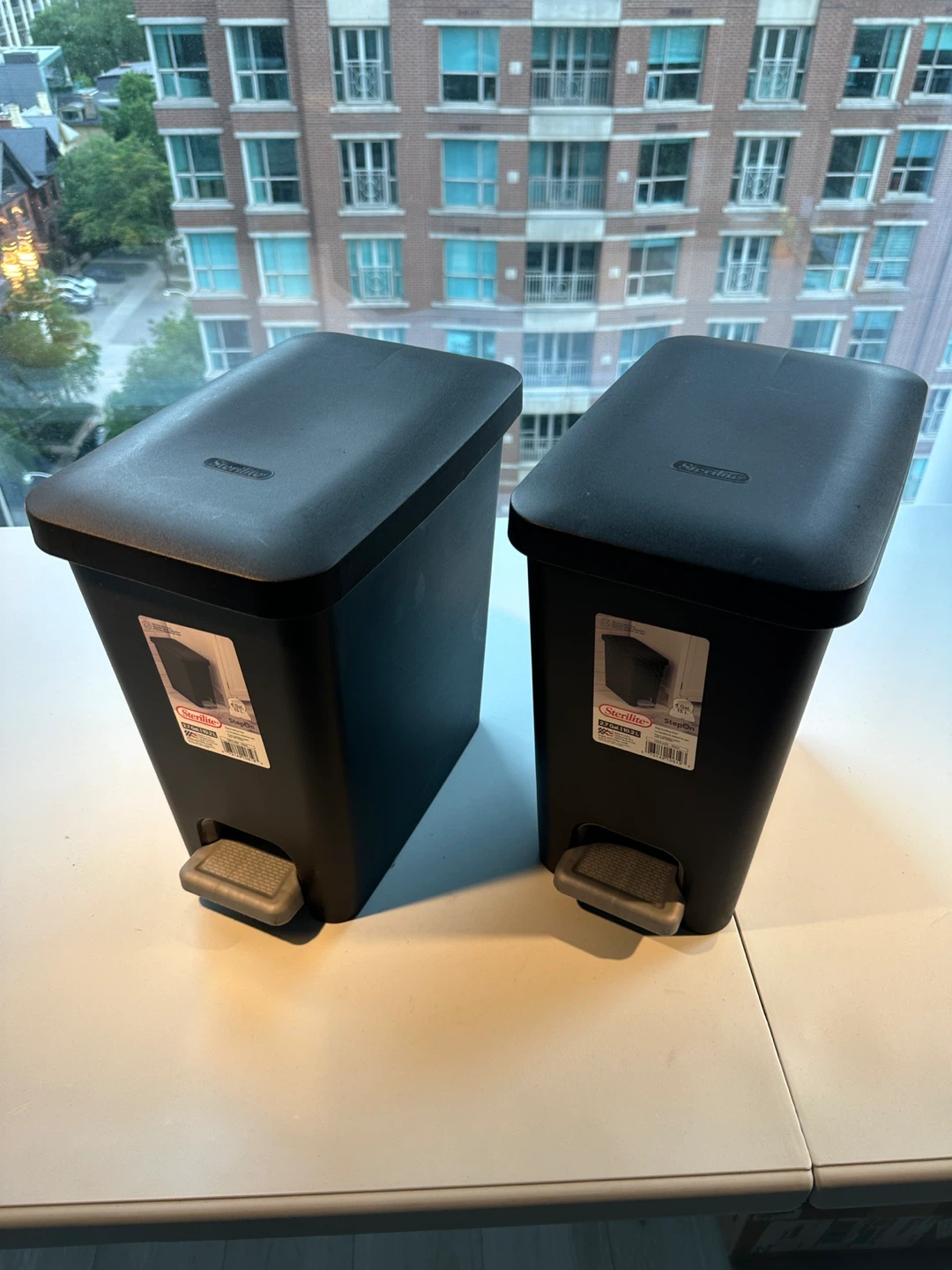 Sterilite Ultra Plastic Rectangular Step Garbage Can - Black