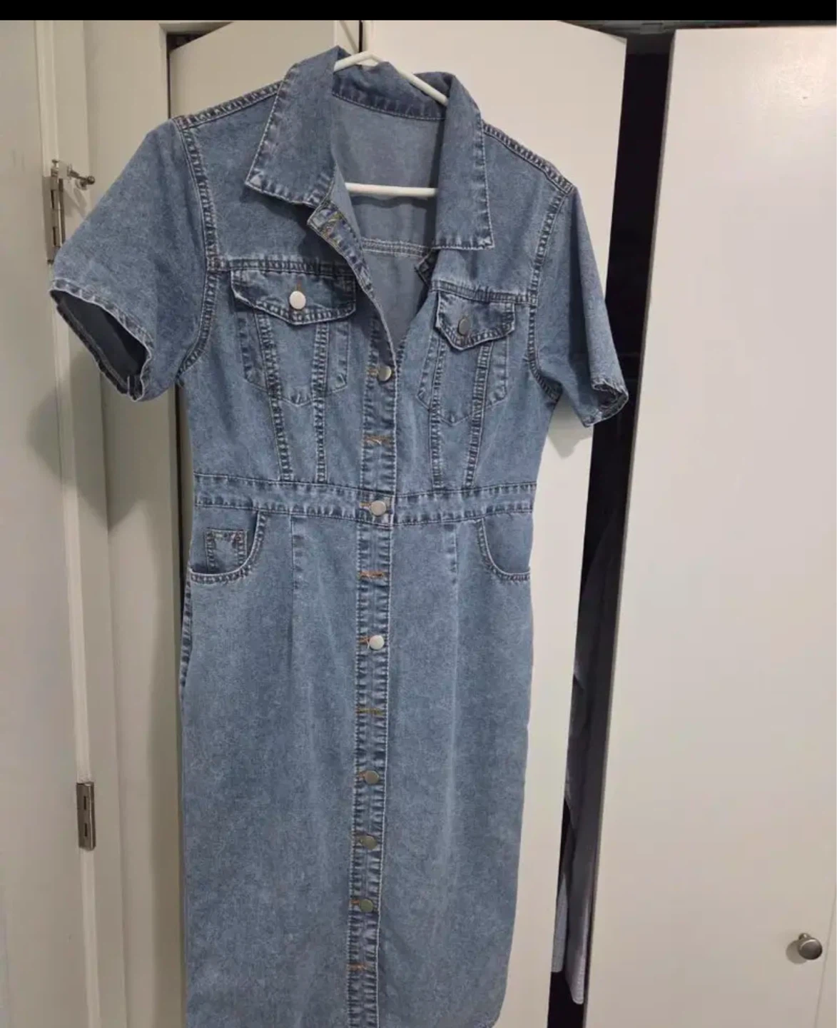 Denim Dress with Short Sleeves⚽️
