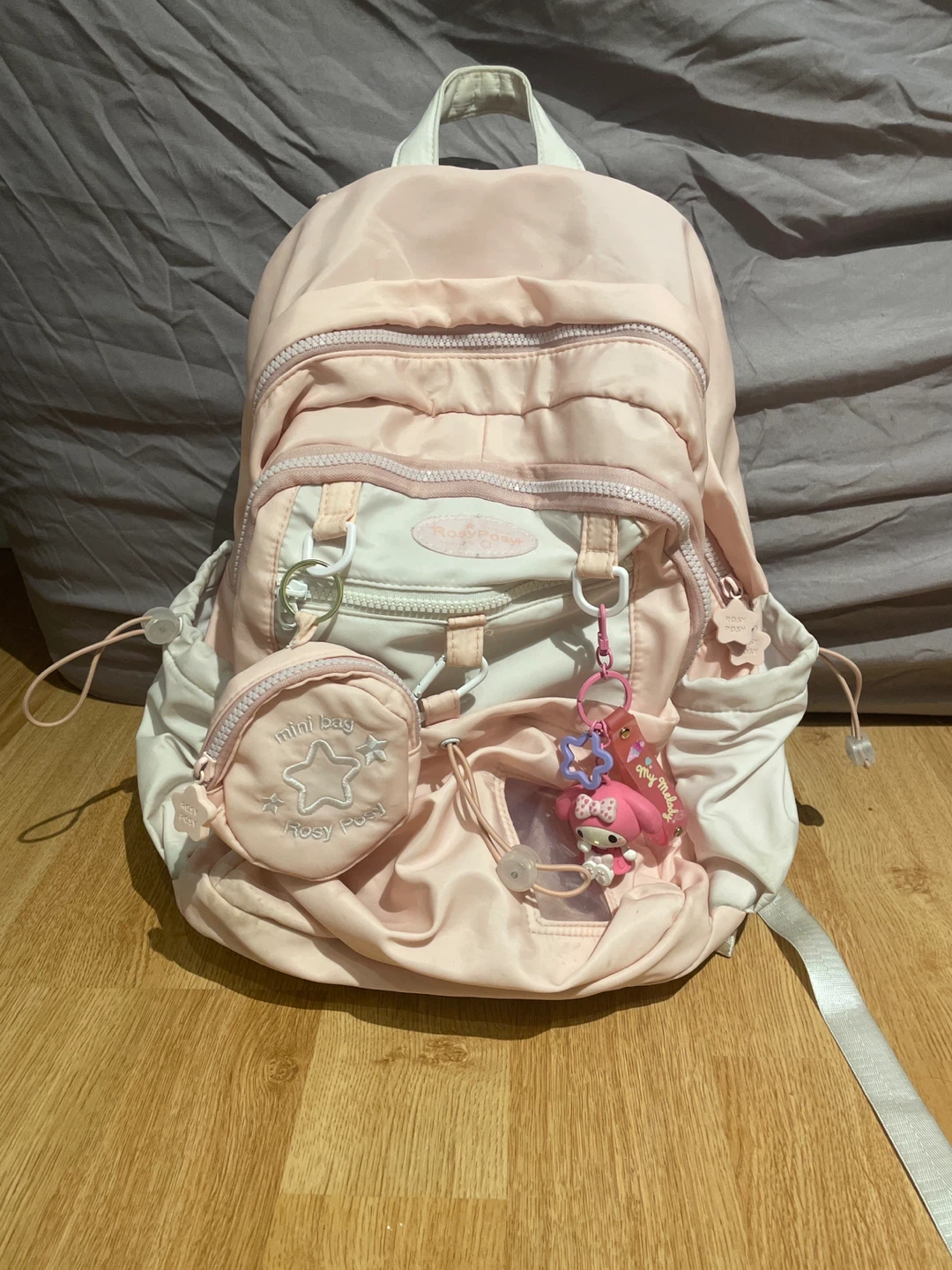 Rosyposy backpack & My Melody keychain Backpack Set with Pens